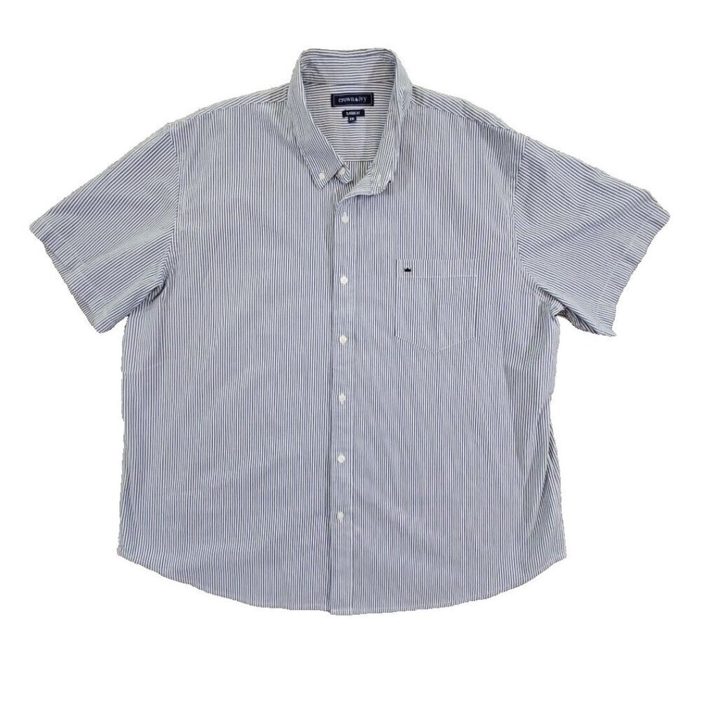 Vacation Wear Beach Wear Men Size XXL Striped Short Sleeve Button Up Crown & Ivy